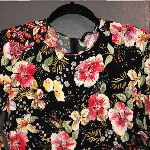 Zara floral midi asymmetrical dress L - Picture 2 of 6